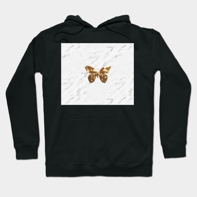 Golden bokeh butterfly Hoodie by marbleco